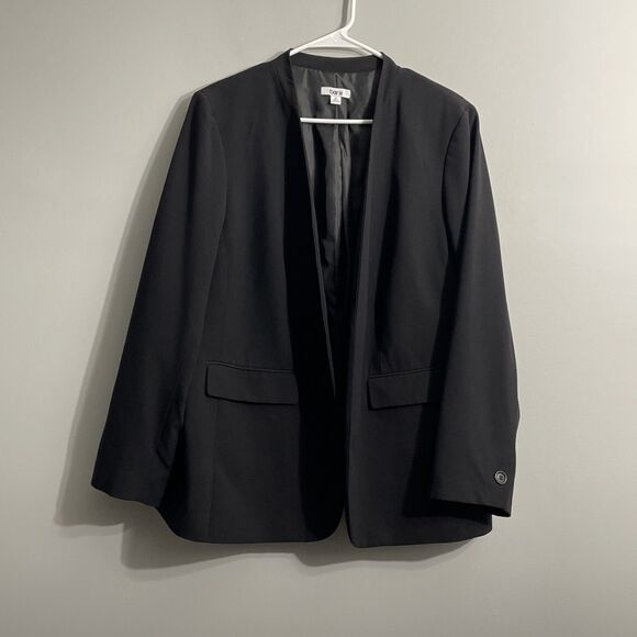 Bar III Women’s Blazer Black 1X Open Front Polished Professional Minimalist - Picture 1 of 10